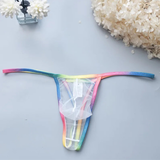 white Men’s Rainbow Rapture See Through G String Thong - pridevoyageshop.com - gay men’s thongs, boxers, briefs and jockstraps