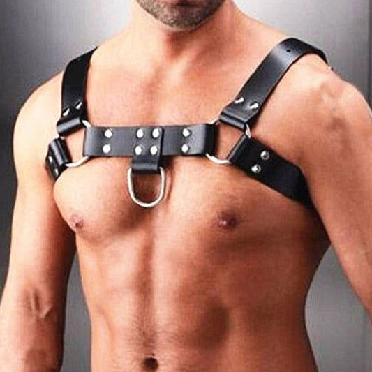 Basic Black Shoulder Harness: Men's Clubwear - pridevoyageshop.com - gay men’s harness, lingerie and fetish wear