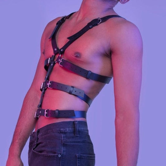 Men's Full Body Bondage Leather Harness: Sexy Clubbing Outfits and gay lingerie- pridevoyageshop.com - gay men’s harness, lingerie and fetish wear