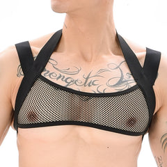 Black Elastic Mesh Harness: Premium Men's Clubwear and Lingerie- pridevoyageshop.com - gay men’s harness, lingerie and fetish wear