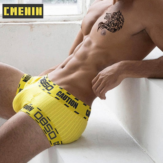 side of a sexy man in Yellow OBSO Men's Low Rise Boxer Briefs Underwear - pridevoyageshop.com - gay men’s underwear and swimwear