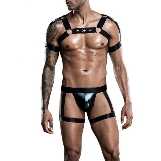 hot gay man in Club Night Star Harness + Jockstrap Set | Gay Harness- pridevoyageshop.com - gay men’s harness, lingerie and fetish wear