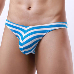 sexy gay man in blue Men's Thin Striped Pouch Briefs | Gay Men Underwear- pridevoyageshop.com - gay men’s underwear and swimwear