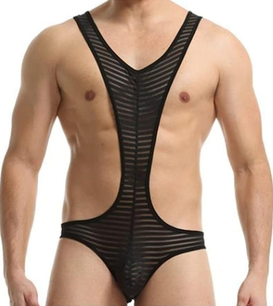 black Striped Multi-colored Backless Bodysuit: Leotard for Men | Gay Unitard- pridevoyageshop.com - gay men’s harness, lingerie and fetish wear