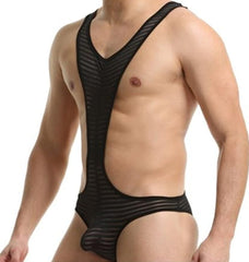 black Striped Multi-colored Backless Bodysuit: Leotard for Men | Gay Unitard- pridevoyageshop.com - gay men’s harness, lingerie and fetish wear