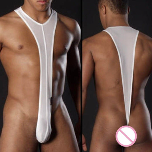 white Men's Thongs Bodysuit | Leotard Men | Gay Unitard | Borat Mankini- pridevoyageshop.com - gay men’s harness, lingerie and fetish wear