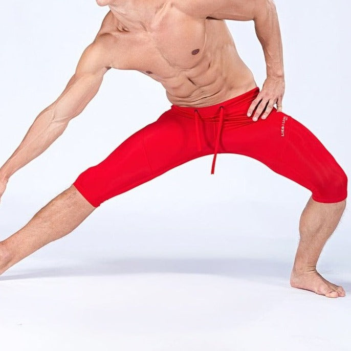 sexy gay man in red Gay Leggings | Men's Sexy 3/4 Compression Sport Leggings - pridevoyageshop.com - gay men’s underwear and activewear