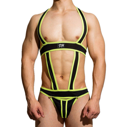 hot gay man in green DM Release Jockstrap Harness | Harness for Men- pridevoyageshop.com - gay men’s harness, lingerie and fetish wear