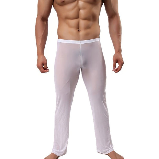 a hot gay man in white Mens Mesh Sheer Stretch Lounge Pants | Gay Loungewear & Pajamas - pridevoyageshop.com - gay pajamas, gay loungewear, gay sleepwear