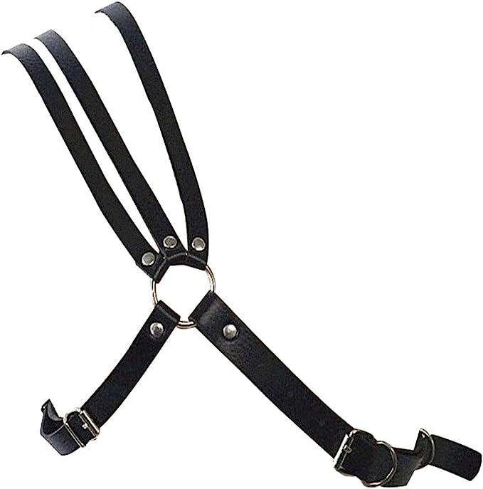 Three-Strap Gladiator Chest Harness: Men's Leather Lingerie and Clubwear- pridevoyageshop.com - gay men’s harness, lingerie and fetish wear