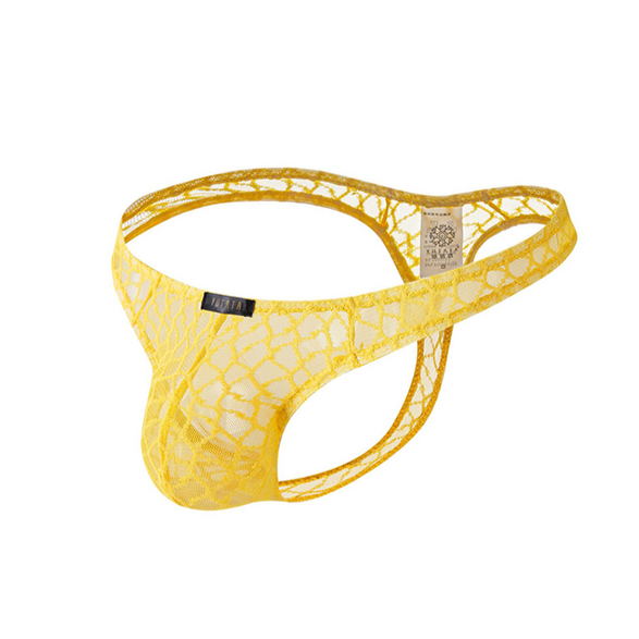 yellow Men's Breathable See-Thru Mesh Thongs | Gay Men Underwear- pridevoyageshop.com - gay men’s underwear and swimwear