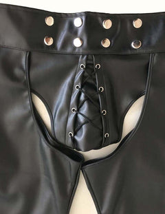 Men's Assless PU Leather Short Chaps - pridevoyageshop.com - gay men’s bodystocking, lingerie, fishnet and fetish wear