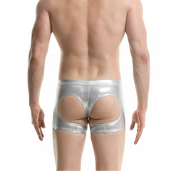 A sexy man in silver Men’s Metallic Peephole Boxer - pridevoyageshop.com - gay men’s thongs, boxers, briefs and jockstraps
