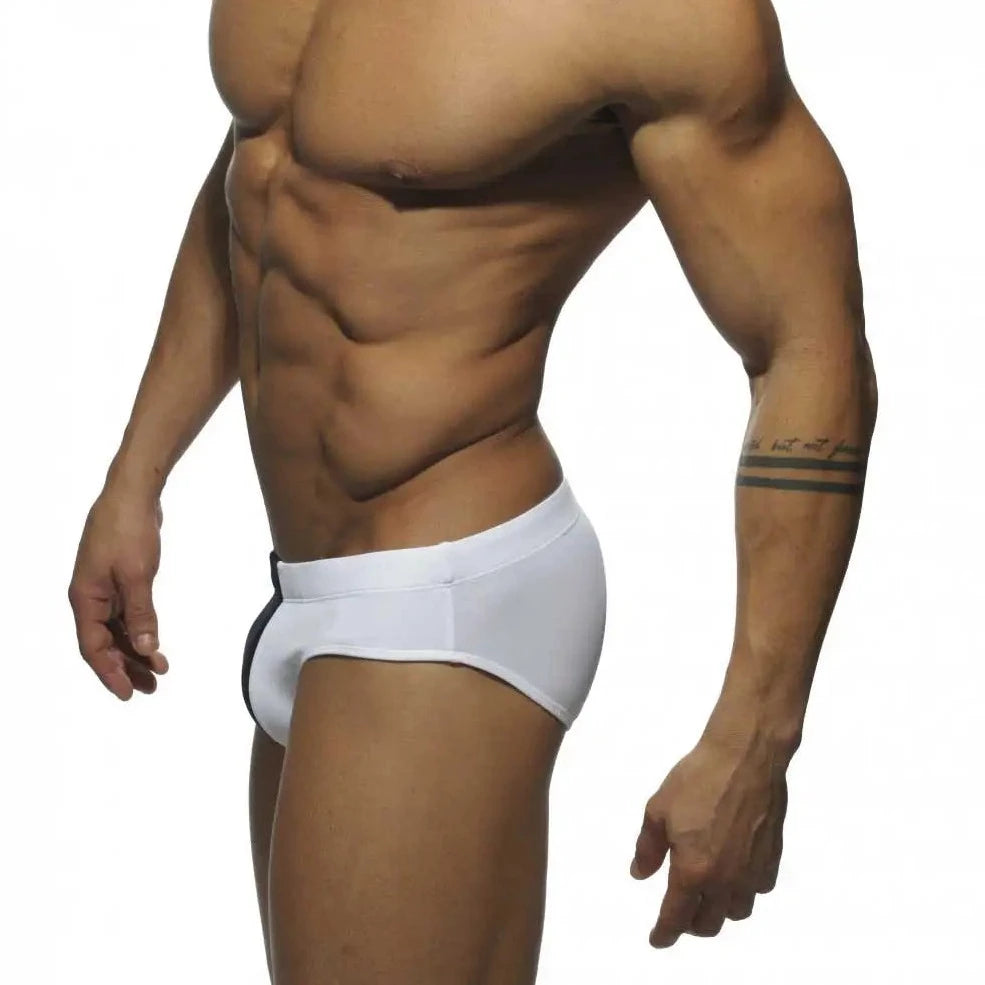 Blue + White Gay Men's Racing Swim Briefs - pridevoyageshop.com - gay men’s underwear and swimwear