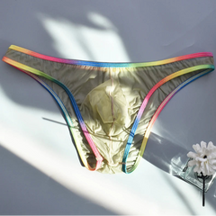 Army green Men’s Rainbow Trim Pride Mini Brief - pridevoyageshop.com - gay men’s thongs, boxers, briefs and jockstraps