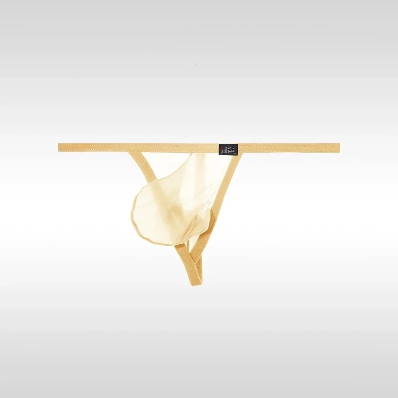 Beige Men's Bare & Brazen Sheer Thong - pridevoyageshop.com - gay men’s thongs, boxers, briefs and jockstraps