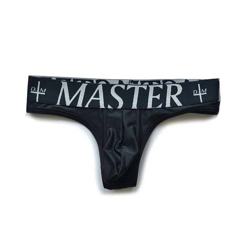 Black DM Men’s Master Glossy Thong - pridevoyageshop.com - gay men’s thongs, boxers, briefs and jockstraps