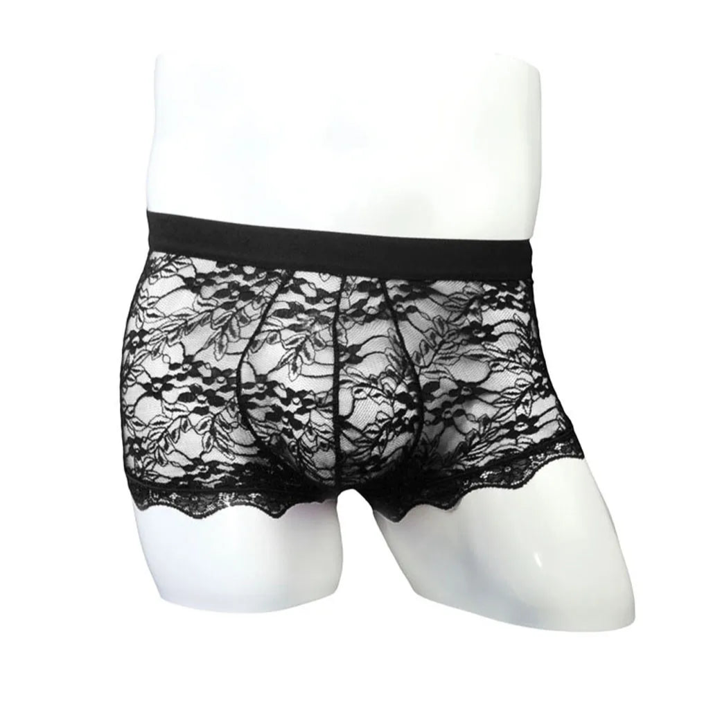 Black Men’s Backdoor Boudoir Lace-Up Boxers - pridevoyageshop.com - gay men’s thongs, boxers, briefs and jockstraps
