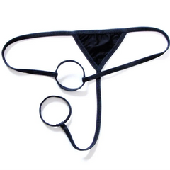 Black Men’s Double Trouble Cock-Ring Thong - pridevoyageshop.com - gay men’s thongs, boxers, briefs and jockstraps