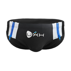 Black Men’s Double Zipper Pouch Swim Briefs - pridevoyageshop.com - gay men’s sexy swim briefs, trunks, board shorts, and bikinis