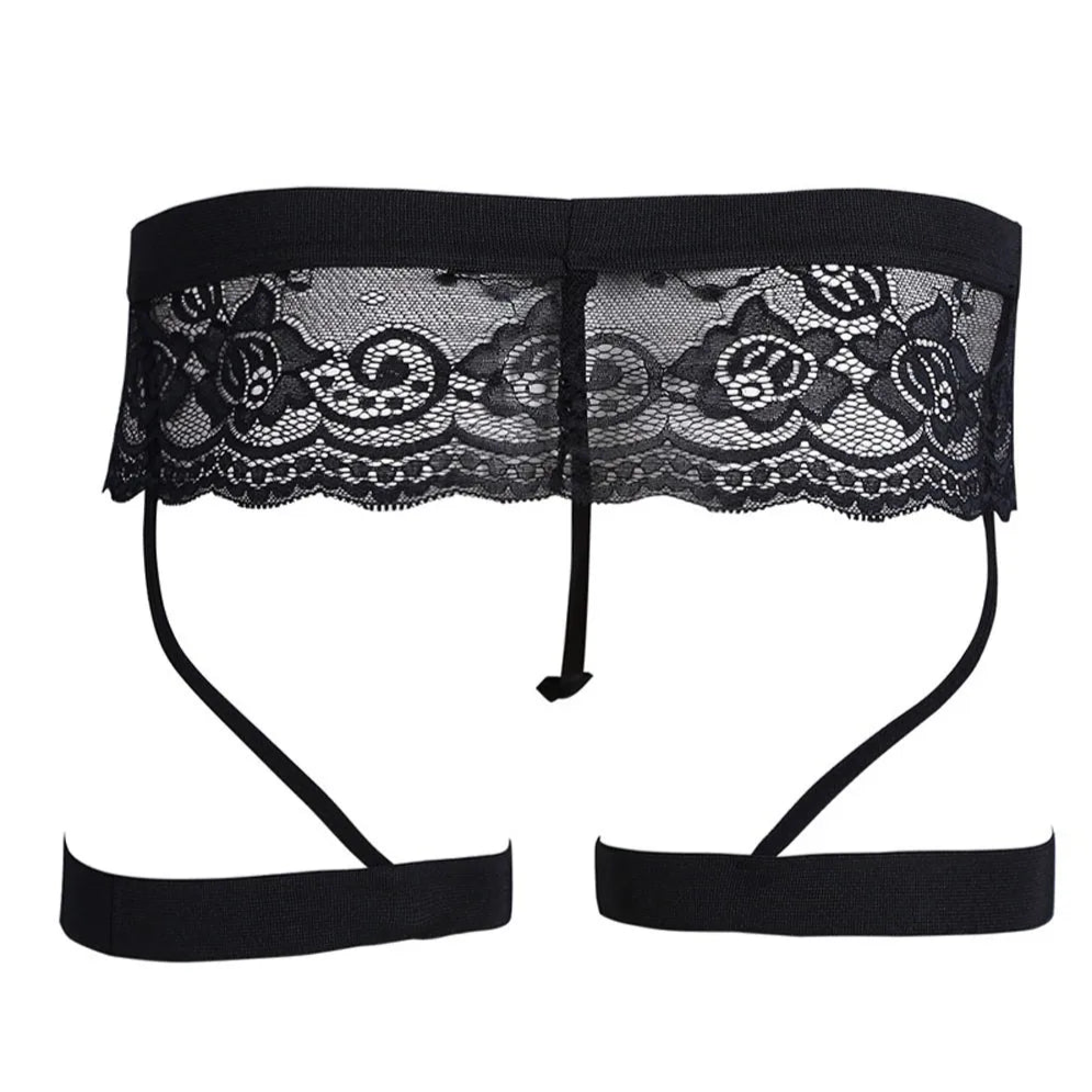Black Men’s Lace Garter Skirt Thong - pridevoyageshop.com - gay men’s thongs, boxers, briefs and jockstraps