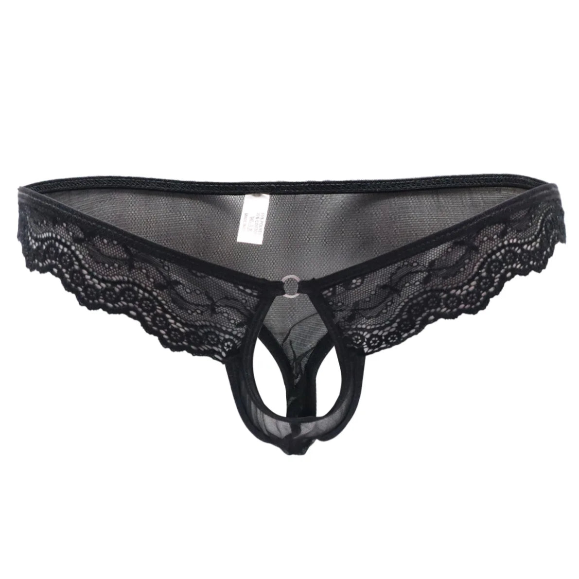 Black Men’s Lace Rendezvous Peephole Panties - pridevoyageshop.com - gay men’s thongs, boxers, briefs and jockstraps