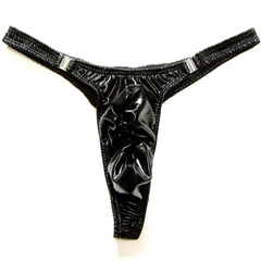 Black Men’s Liquid Luster Ruched Thong - pridevoyageshop.com - gay men’s thongs, boxers, briefs and jockstraps