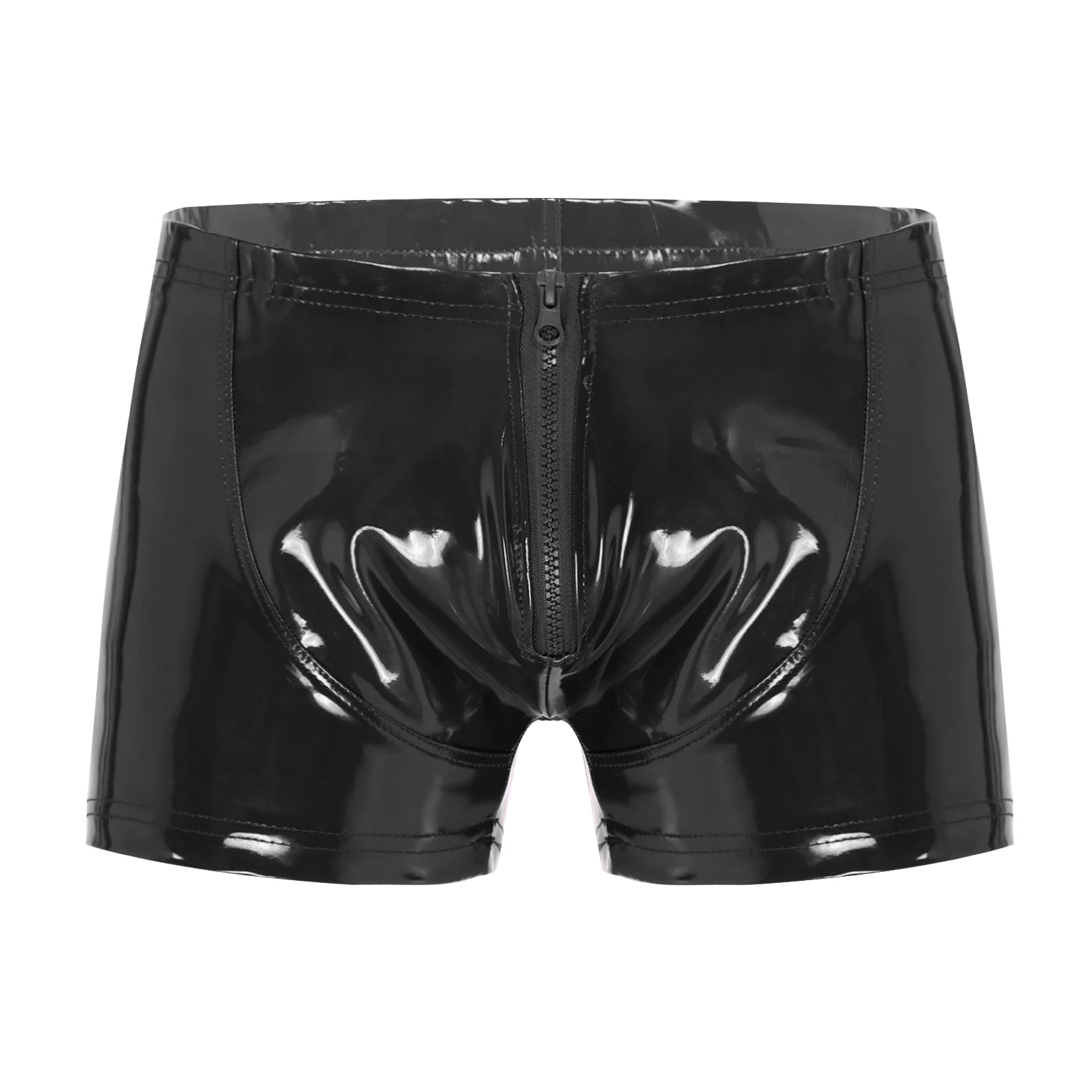 Black Men’s “Zip Tease” Glossy Boxers - pridevoyageshop.com - gay men’s thongs, boxers, briefs and jockstraps