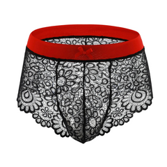 Black and red Femme Sissy Bad & Bow Lace Briefs - pridevoyageshop.com - gay men’s thongs, boxers, briefs and jockstraps