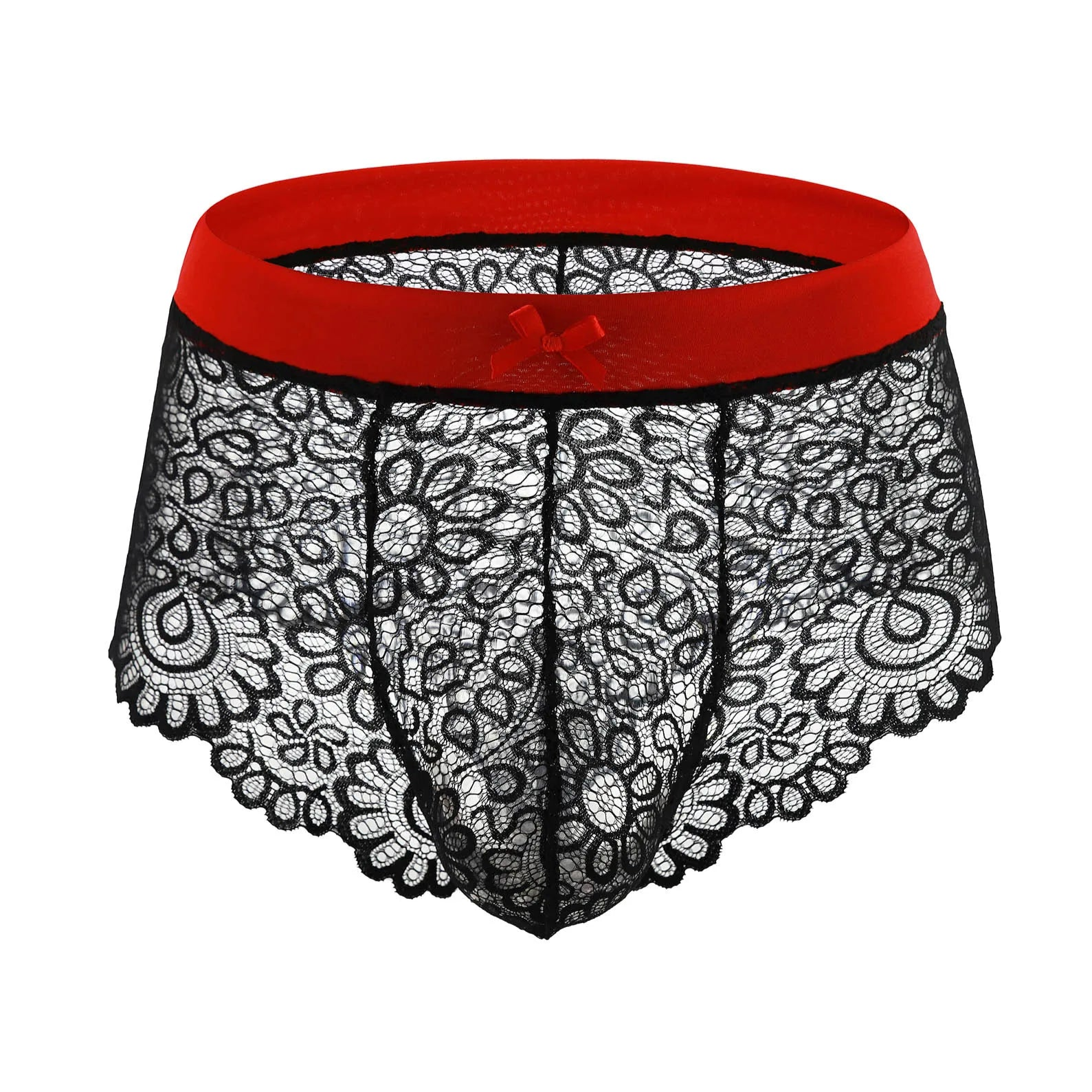 Black and red Femme Sissy Bad & Bow Lace Briefs - pridevoyageshop.com - gay men’s thongs, boxers, briefs and jockstraps
