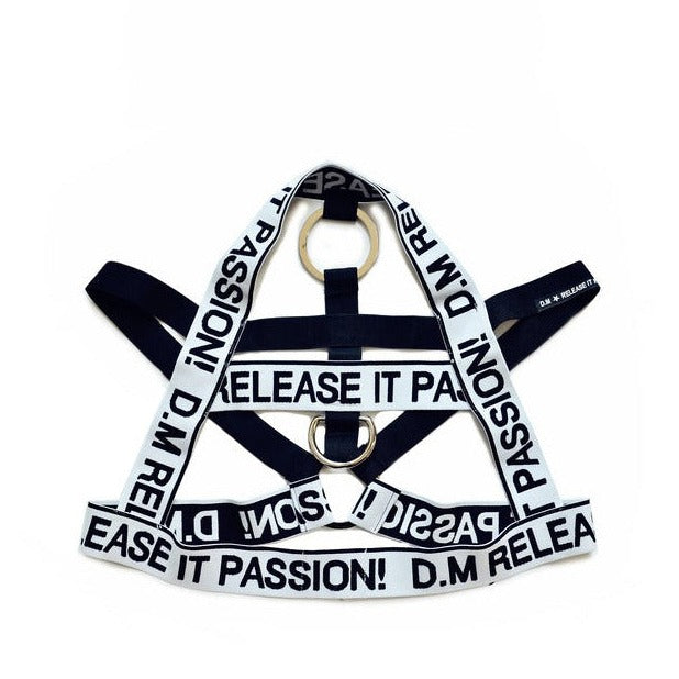 white DM Passion Chest Harness | Gay Harness- pridevoyageshop.com - gay men’s harness, lingerie and fetish wear
