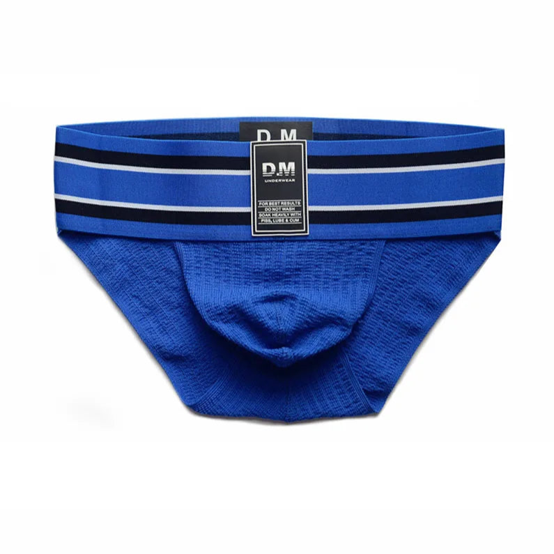 Blue Men’s D.M. Label Stripe Jock Briefs - pridevoyageshop.com - gay men’s thongs, boxers, briefs and jockstraps
