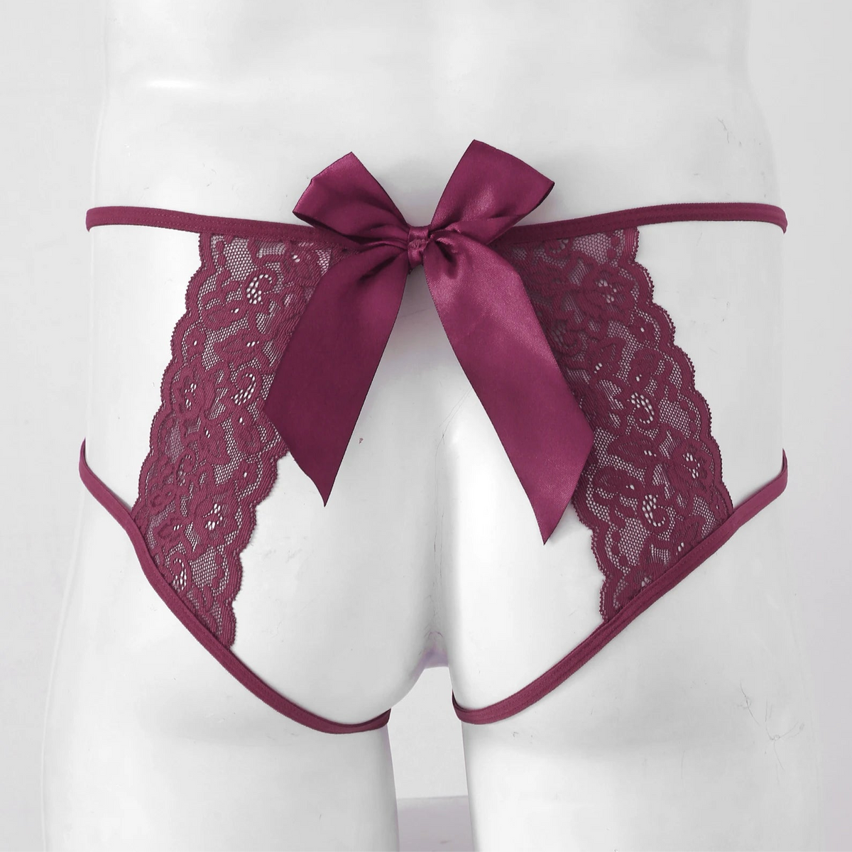 Burgundy Men’s Double-Strap Peek Hole Laces Jockstrap - pridevoyageshop.com - gay men’s thongs, boxers, briefs and jockstraps