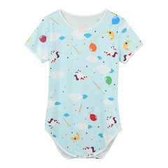 Cuddly Chaos Daddy’s Boy Printed Onesie arranged flat, colorful chaotic cute print, soft stretchy fabric, boyish cuddle vibe – pridevoyageshop.com – gay men’s harness, lingerie and fetish wear