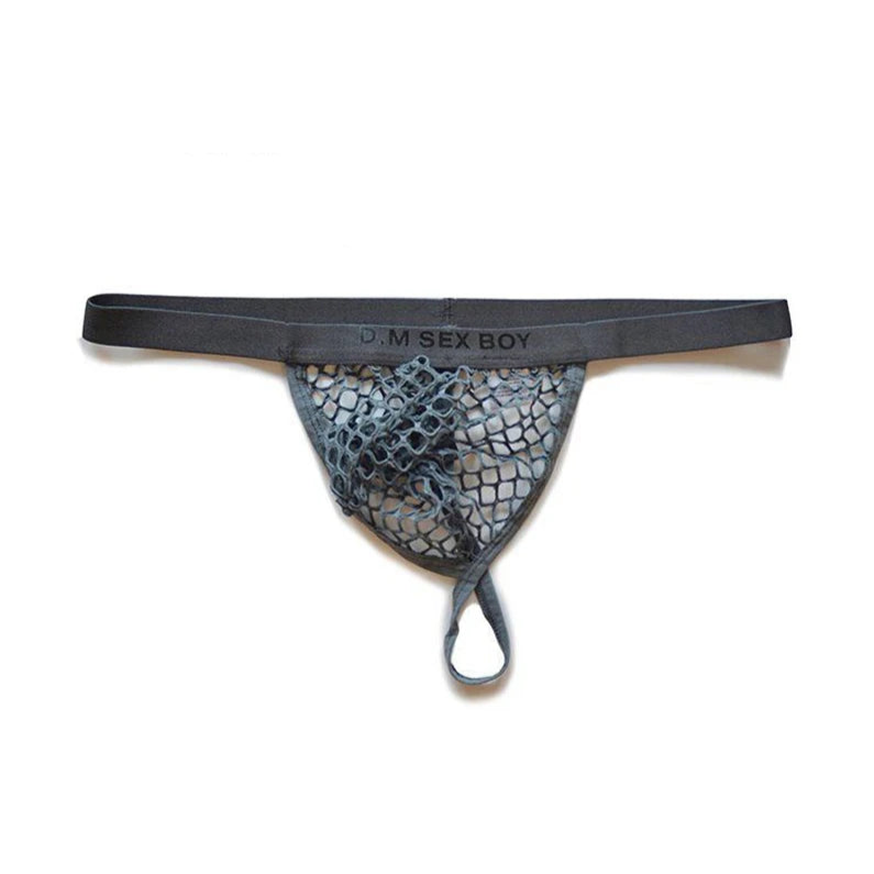 Dark Gray Men’s D.M. Sex Boy Fishnet Thong - pridevoyageshop.com - gay men’s thongs, boxers, briefs and jockstraps