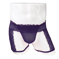 Dark purple Men’s Kinked Up Floral Lace Boxers - pridevoyageshop.com - gay men’s thongs, boxers, briefs and jockstraps