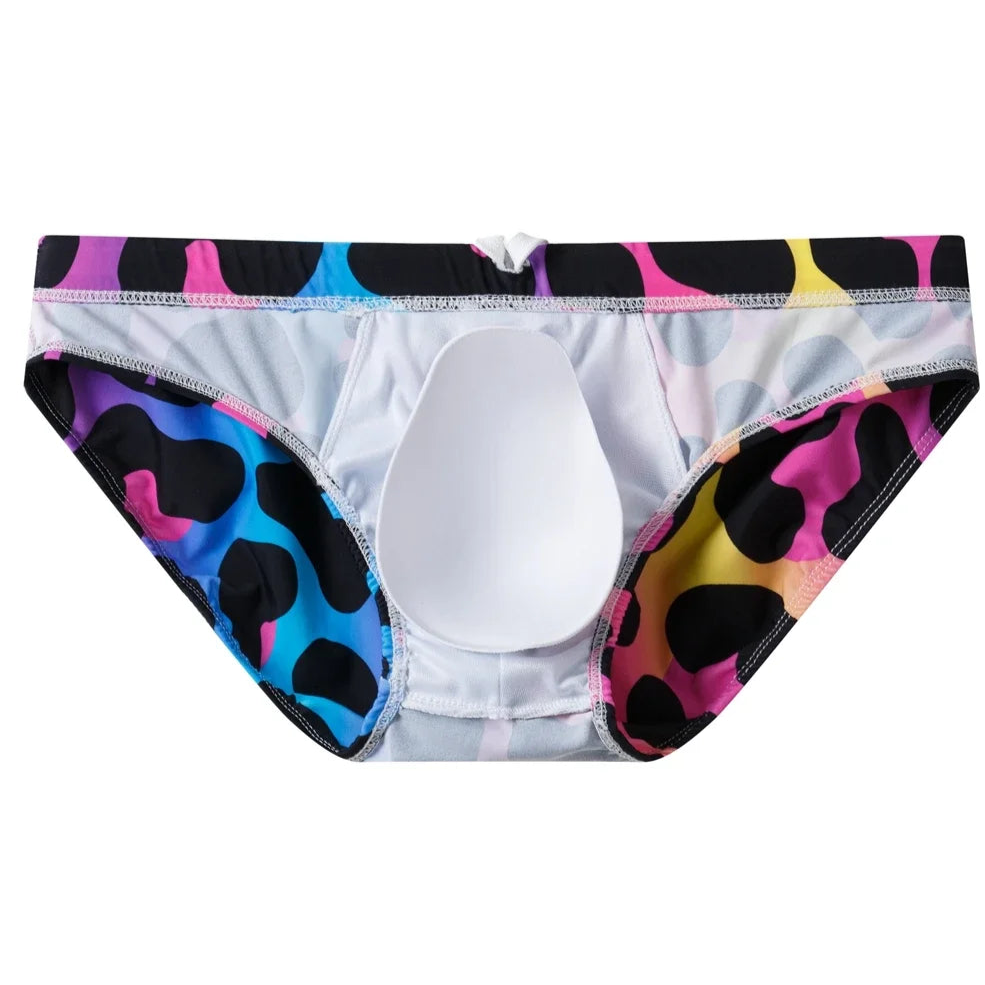 Details of Men’s Savage Sunset Swim Briefs with Pad - pridevoyageshop.com - gay men’s sexy swim briefs, trunks, board shorts, and bikinis