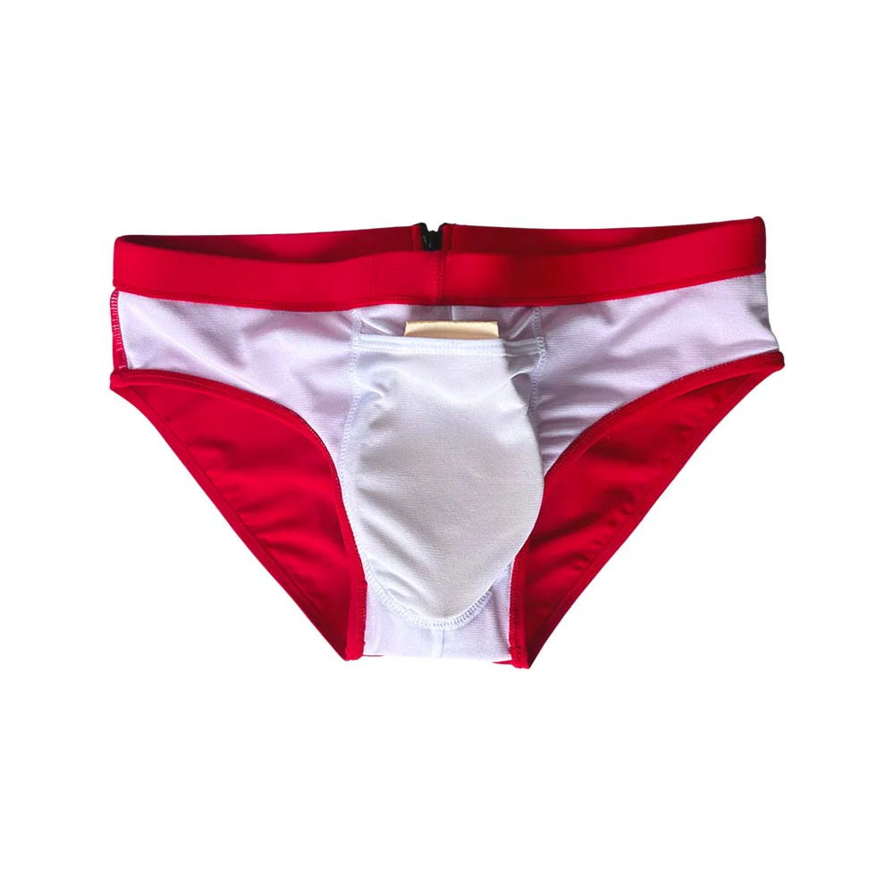 Details of Men's Unzip Me Daddy Swim Briefs with pad - pridevoyageshop.com - gay men’s sexy swim briefs, trunks, board shorts, and bikinis