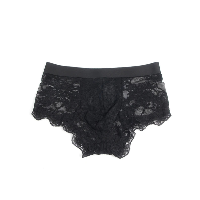 Details of black Men’s Kinked Up Floral Lace Boxers - pridevoyageshop.com - gay men’s thongs, boxers, briefs and jockstraps