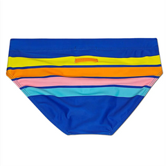 Details of blue Men’s Bottom Line Stripe Swim Briefs - pridevoyageshop.com - gay men’s sexy swim briefs, trunks, board shorts, and bikinis