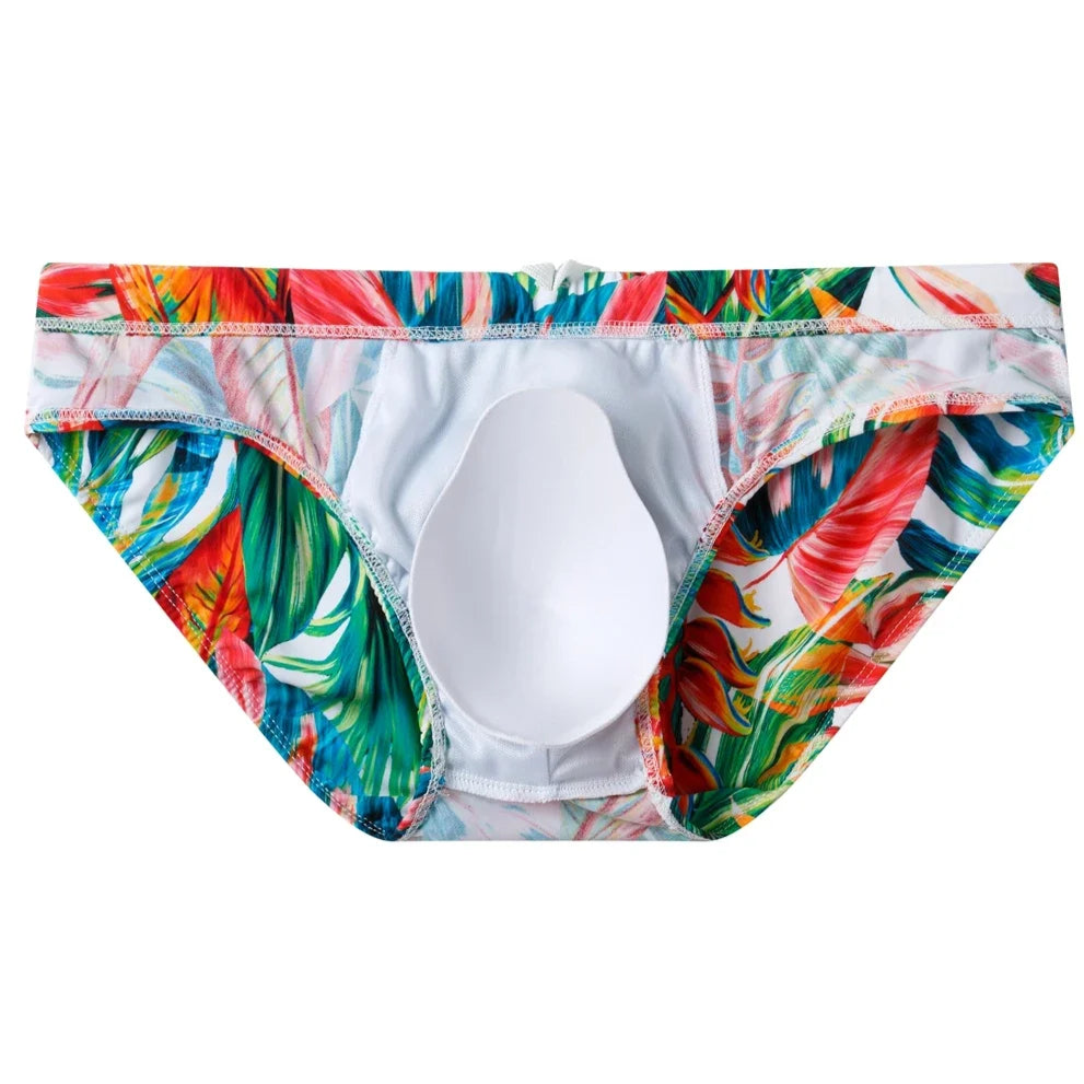 Details of flowers Men’s Jungle Jock Hunter Swim Briefs with Removable Pad - pridevoyageshop.com - gay men’s sexy swim briefs, trunks, board shorts, and bikinis