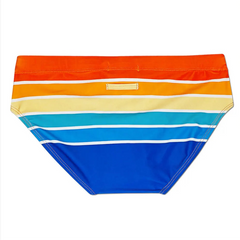 Details of orange Men’s Bottom Line Stripe Swim Briefs - pridevoyageshop.com - gay men’s sexy swim briefs, trunks, board shorts, and bikinis