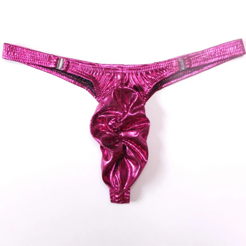 Fuchsia Men’s Liquid Luster Ruched Thong - pridevoyageshop.com - gay men’s thongs, boxers, briefs and jockstraps