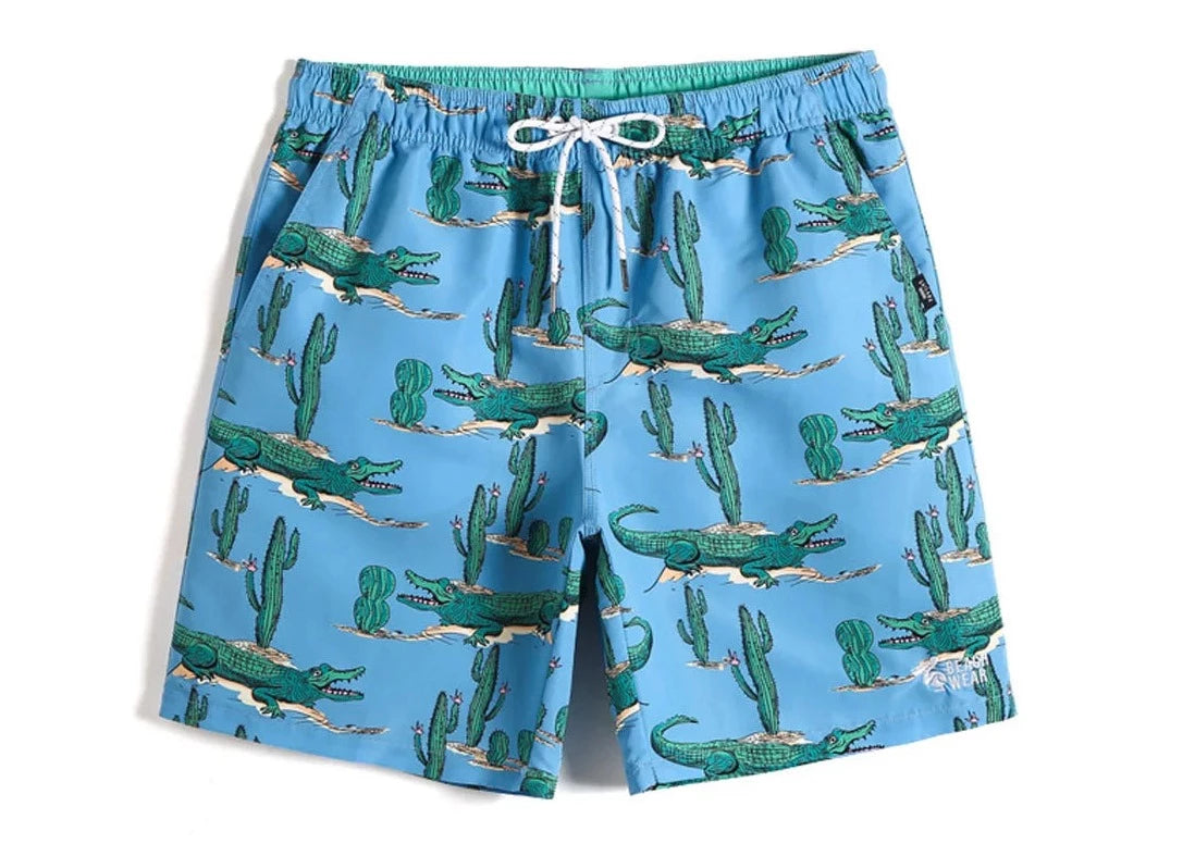 blue Mexican Desert Croc Board Shorts - pridevoyageshop.com - gay men’s underwear and swimwear