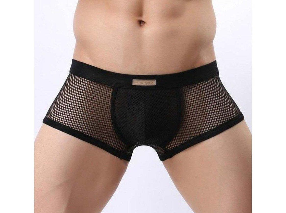 hot gay man in black Mesh See Through Underwear Boxer Briefs | Gay Underwear- pridevoyageshop.com - gay men’s underwear and swimwear