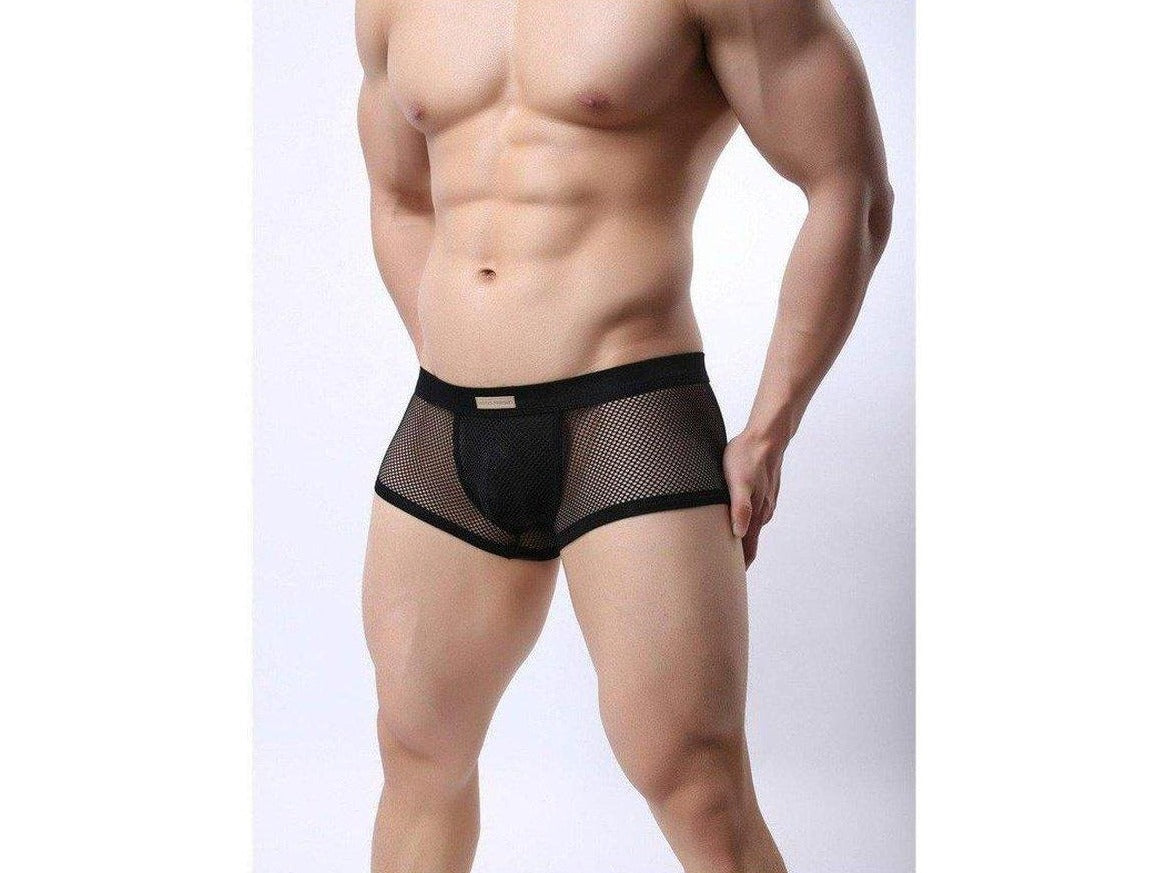 hot gay man in black Mesh See Through Underwear Boxer Briefs | Gay Underwear- pridevoyageshop.com - gay men’s underwear and swimwear