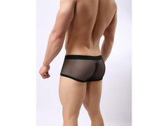 hot gay man in black Mesh See Through Underwear Boxer Briefs | Gay Underwear- pridevoyageshop.com - gay men’s underwear and swimwear