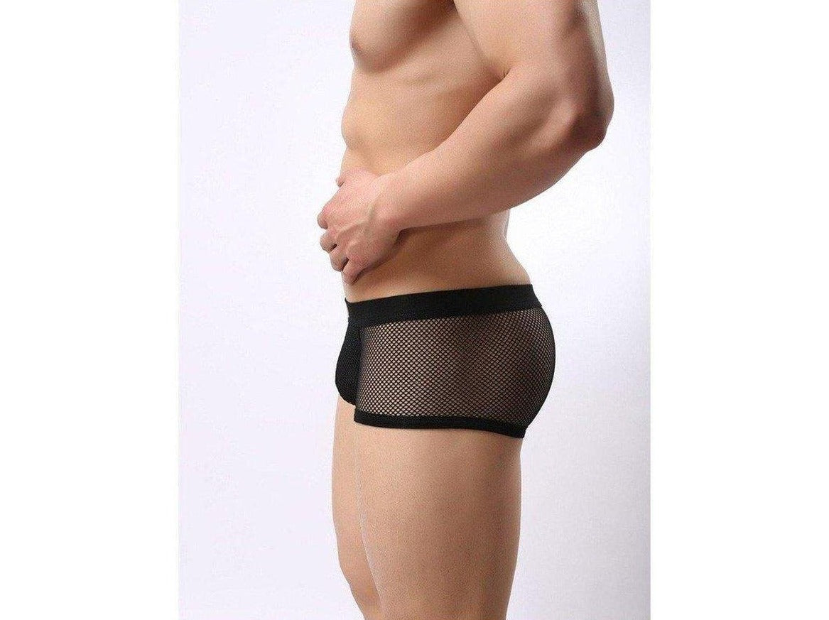 hot gay man in black Mesh See Through Underwear Boxer Briefs | Gay Underwear- pridevoyageshop.com - gay men’s underwear and swimwear