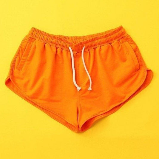 orange AIMPACT Men's Retro Gym Shorts | Gay Shorts - Men's Activewear, gym short, sport shorts, running shorts- pridevoyageshop.com