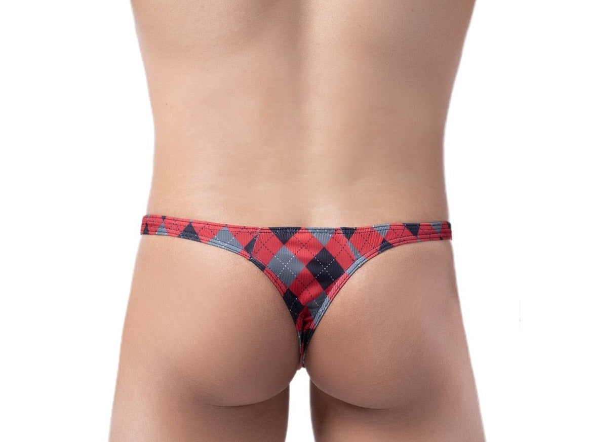 sexy gay man in red white Sexy Plaid Bulging Pouch Thongs | Gay Men Underwear- pridevoyageshop.com - gay men’s underwear and swimwear